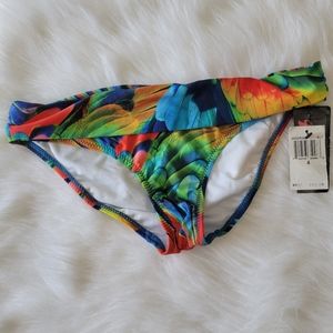 ABS Allen Schwartz x BRASIL Fold Over Hipster Bikini Bottom Tropical Print 4 NWT